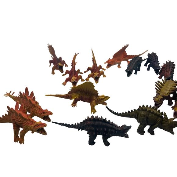 Vintage 1980's Dinosaur Lot Made Tiawan Duplicates 17 Plastic Figures Dino Play - Picture 7 of 10